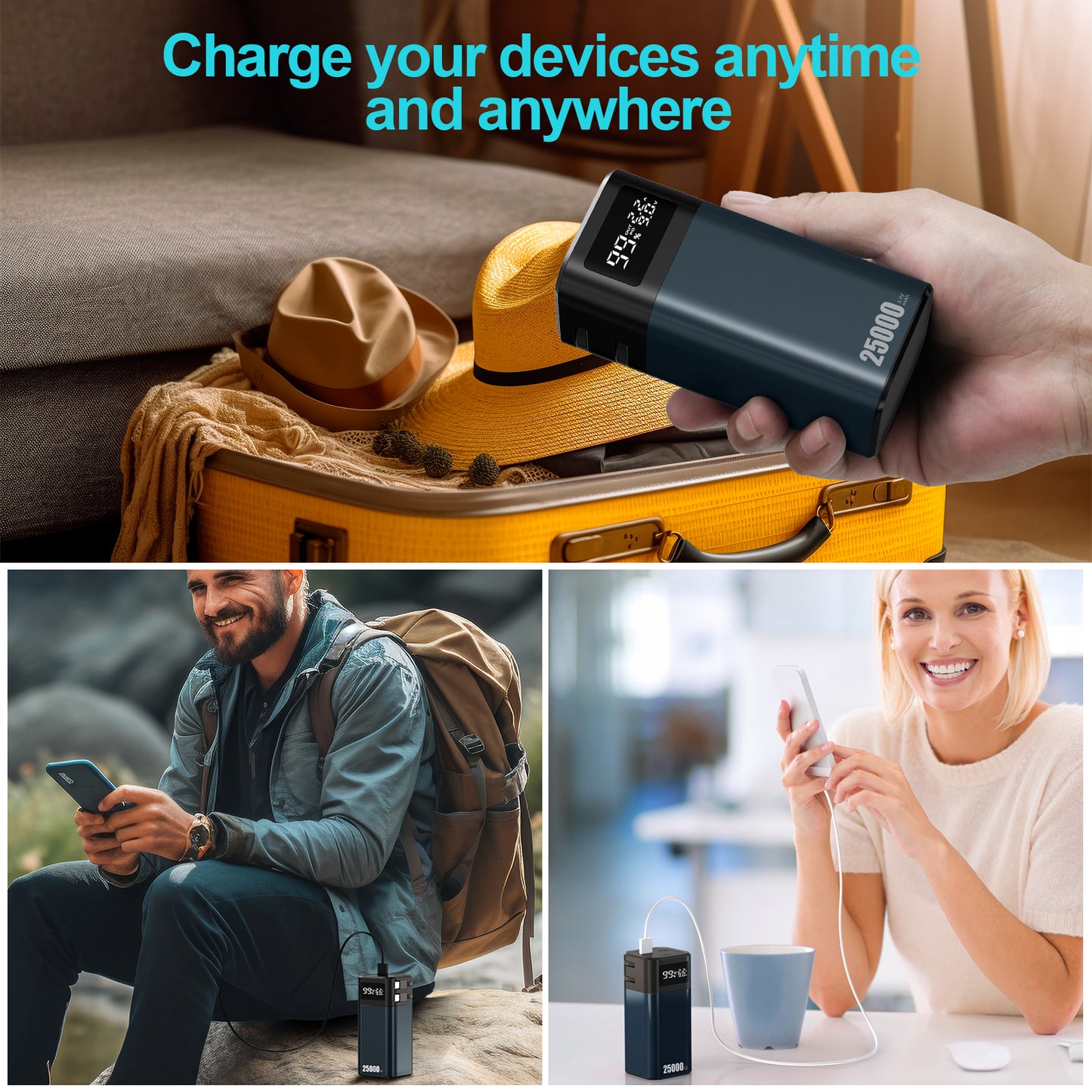 The Future is Here: A Safe Power Bank That Lets You Charge with Peace of Mind, Powered by Tesla's 4680 Battery, Featuring a 25,000mAh Capacity and Four-Port Design, Safeguarding Every Moment(Buy 25000mAh get 10000mAh free)